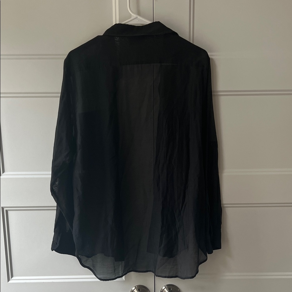 MARELLA Black Sheer Button Down Shirt - Picture 6 of 9